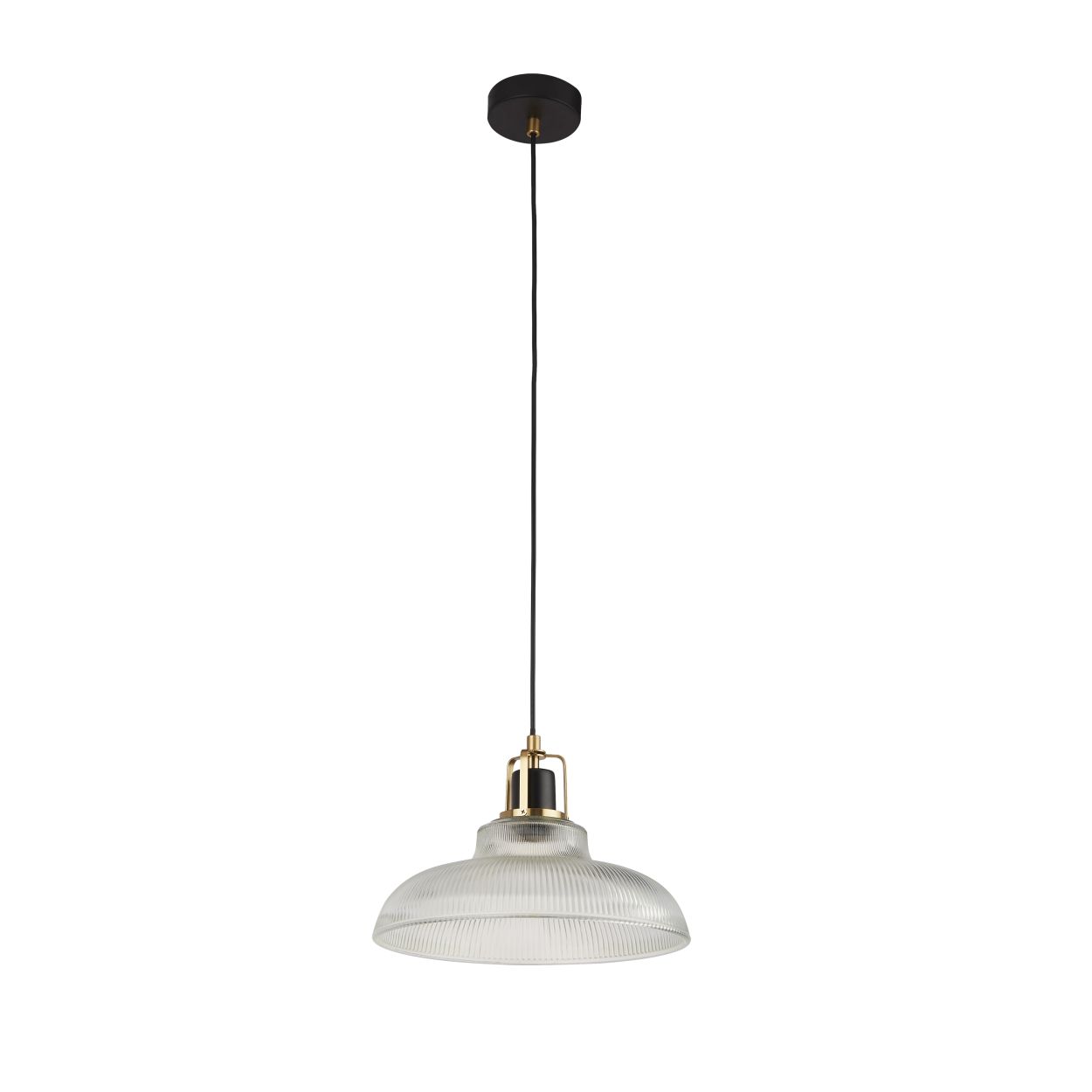 Searchlight Glossop Hanglamp Glas, Zwart & Messing Metaal