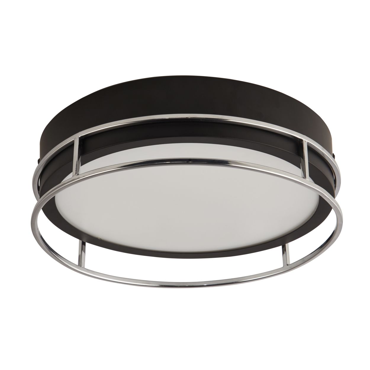 Searchlight Phoenix 2Lt Flush Zwart, Chroom Metaal & Mat Glas