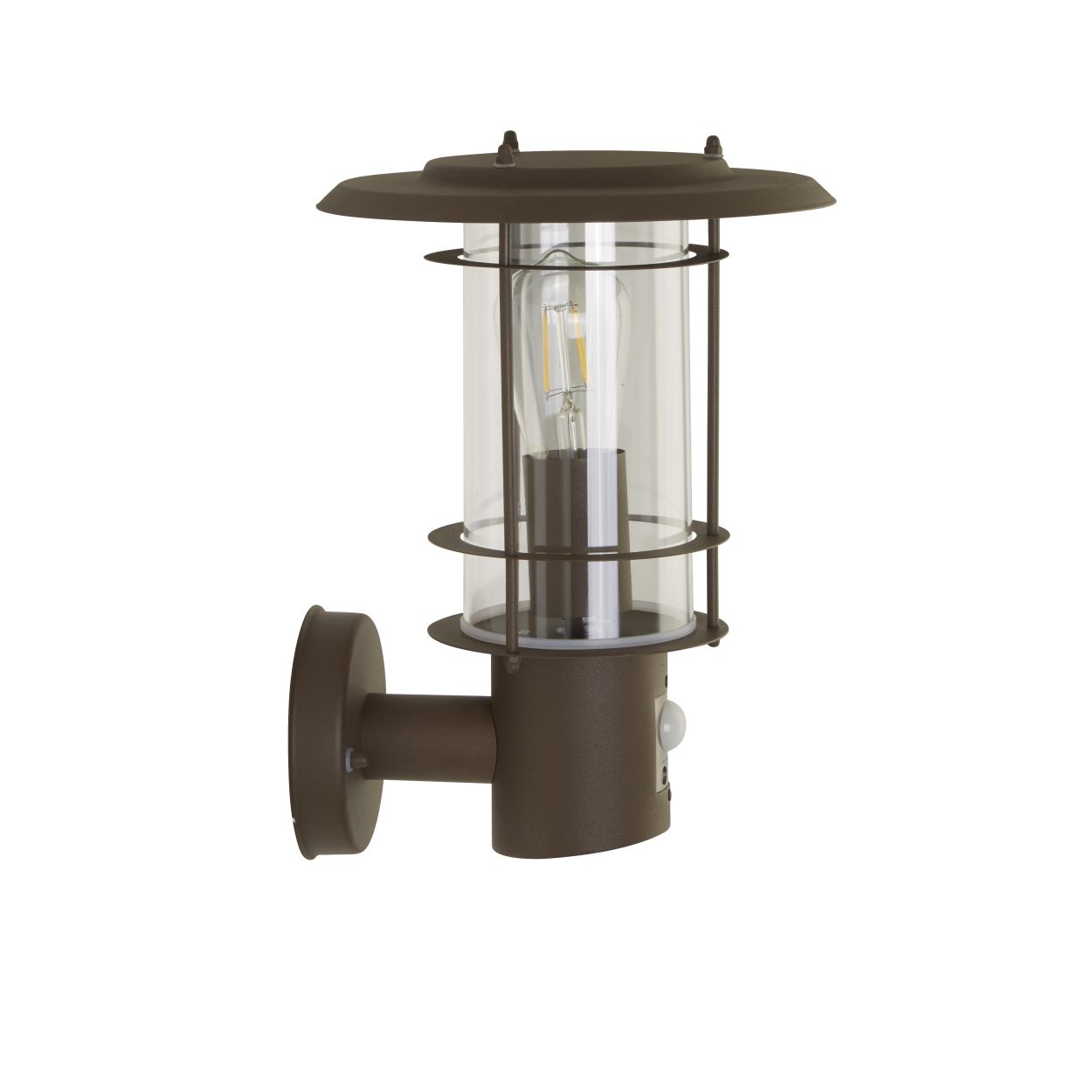 Searchlight Edgeware Buiten Wandlamp + Sensor Rust Bruin, IP44