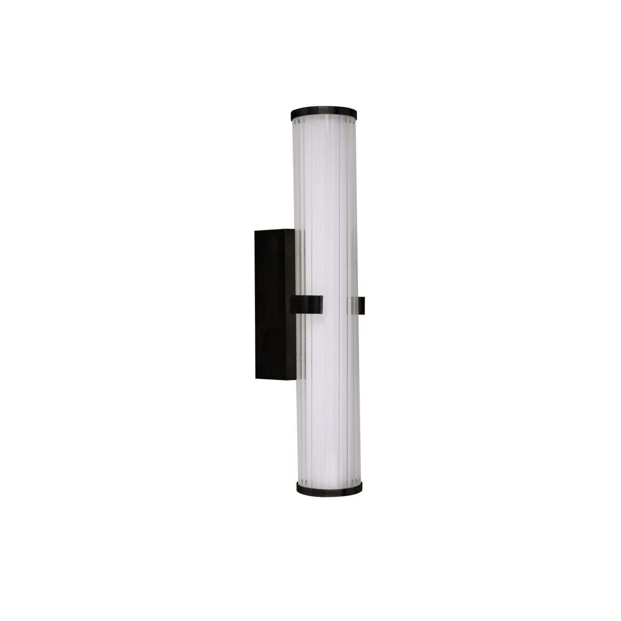 Searchlight Clamp Wandlamp Zwart Metaal, Ribbed Helder & Opal Diffuser