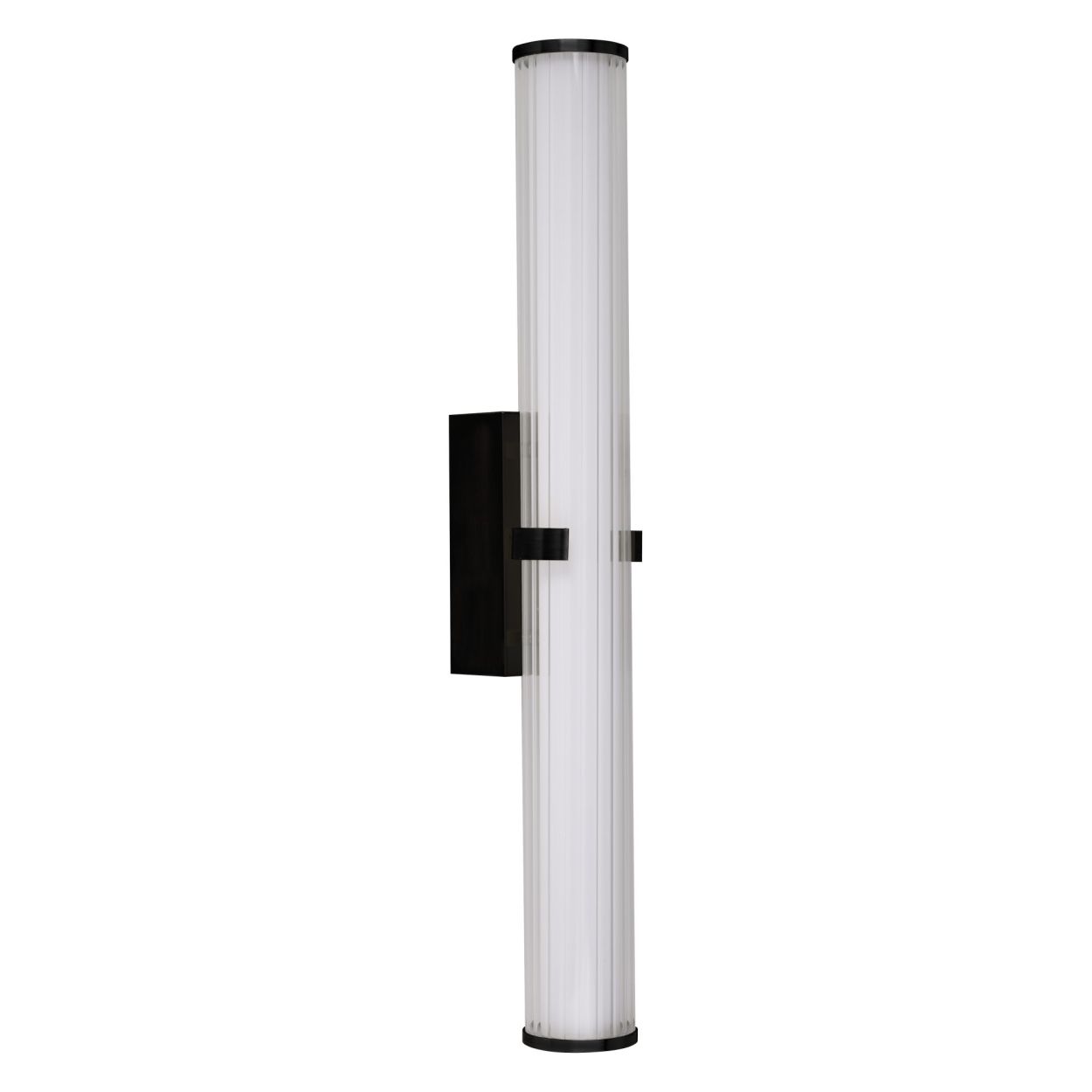 Searchlight Clamp Wandlamp Zwart Metaal, Ribbed Helder & Opal Diffuser