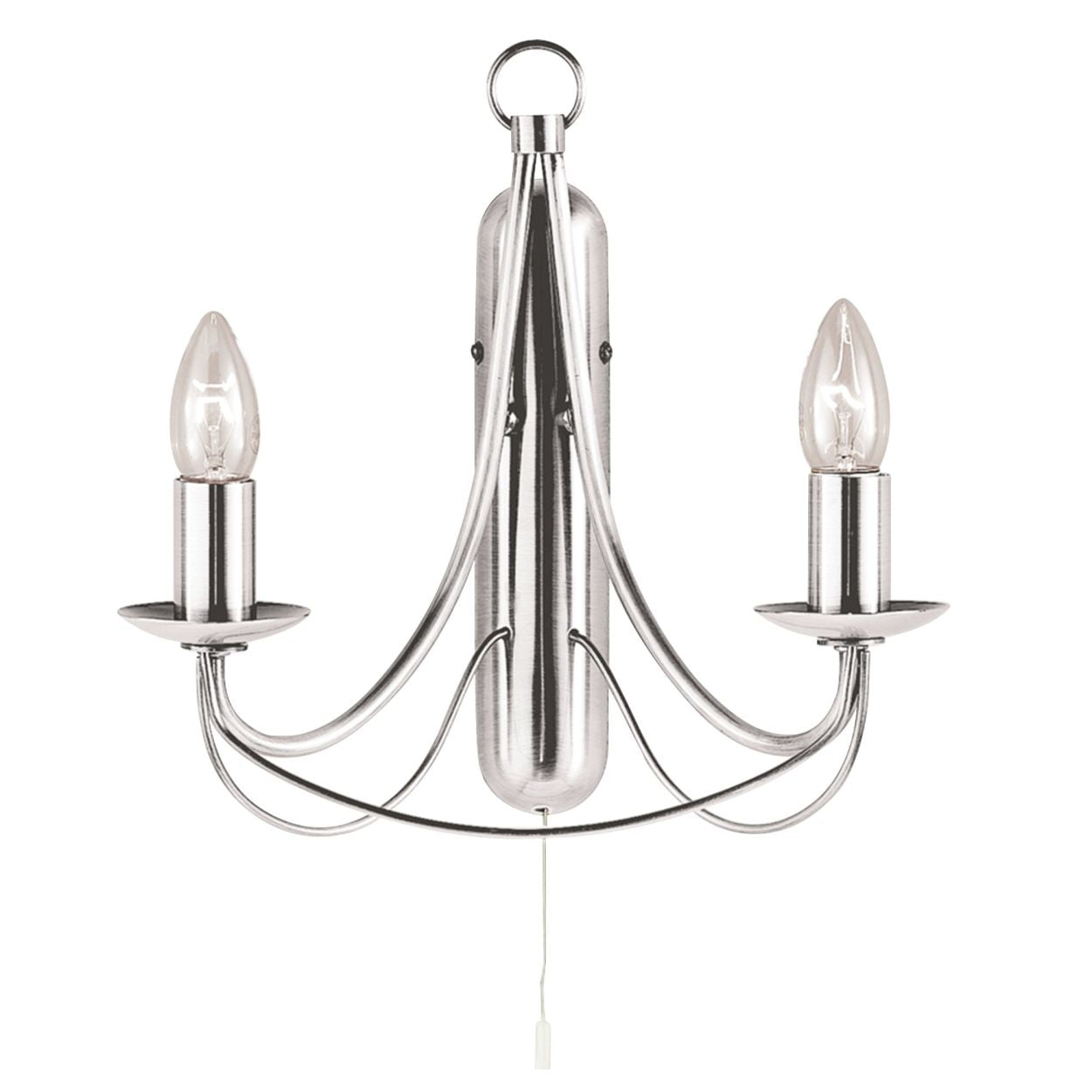 Searchlight Maypole 2Lt Wandlamp Satin Zilver Metaal