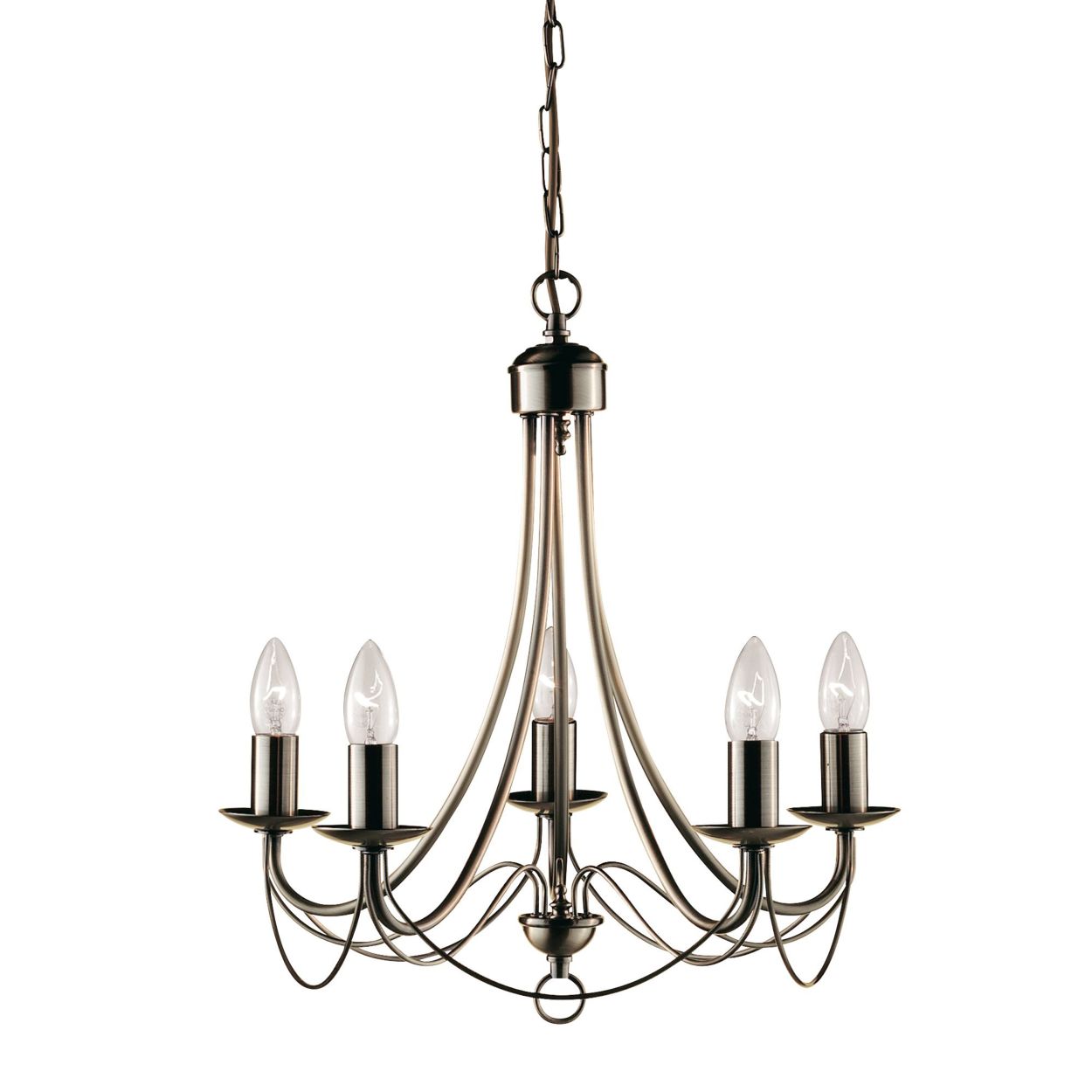 Searchlight Maypole 5Lt Hanglamp Antique Messing Metaal