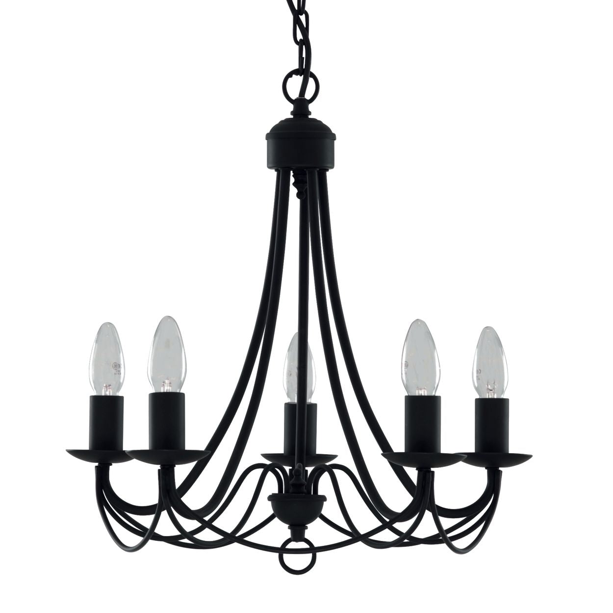 Searchlight Maypole 5Lt Hanglamp Zwart Metaal