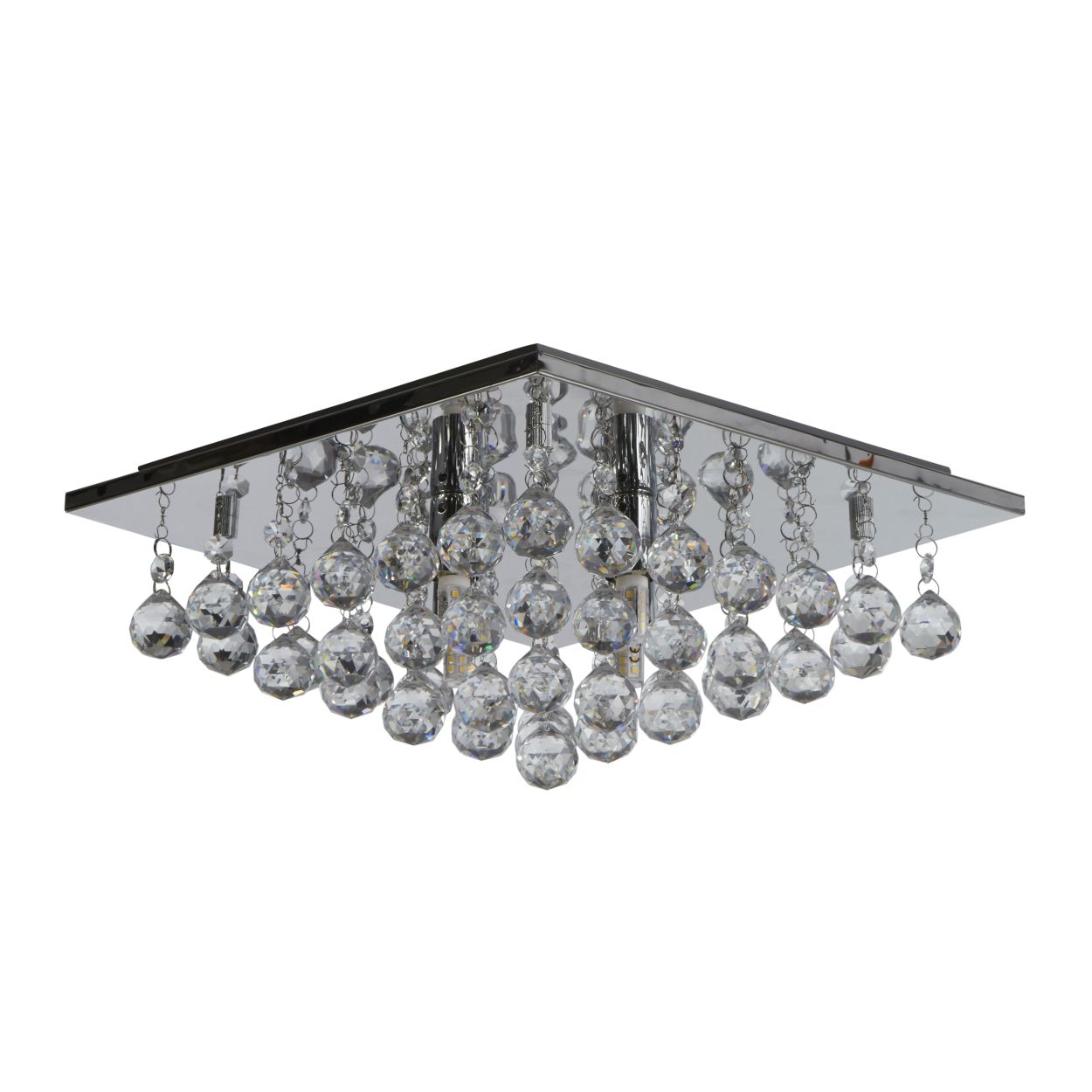 Searchlight Hanna 4Lt Flush Plafondlamp Chroom & Helder Kristal