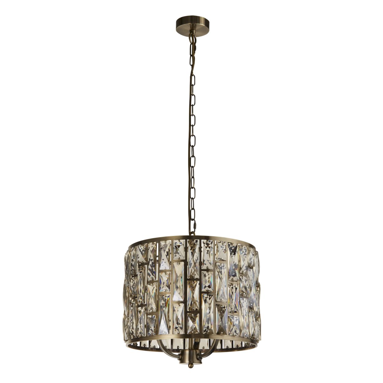 Searchlight Bijou 3Lt Hanglamp Antique Messing Metaal & Champagne Glas