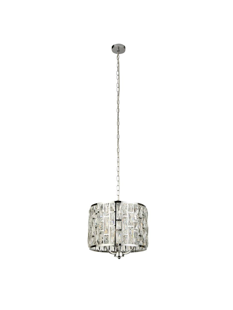 Searchlight Bijou 3Lt Hanglamp Chroom Metaal & Kristal Glas