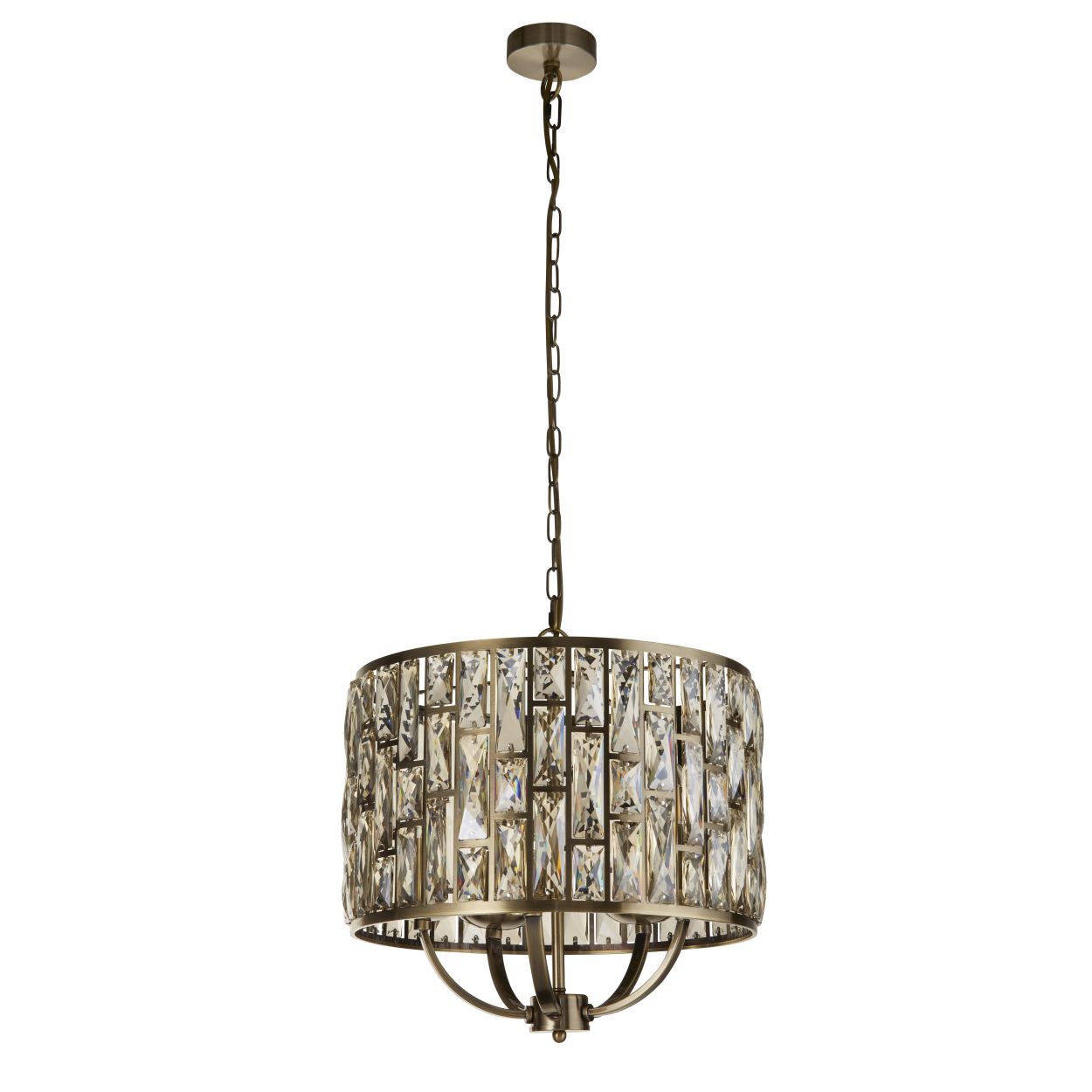 Searchlight Bijou 5Lt Hanglamp Antique Messing Metaal & Champagne Glas