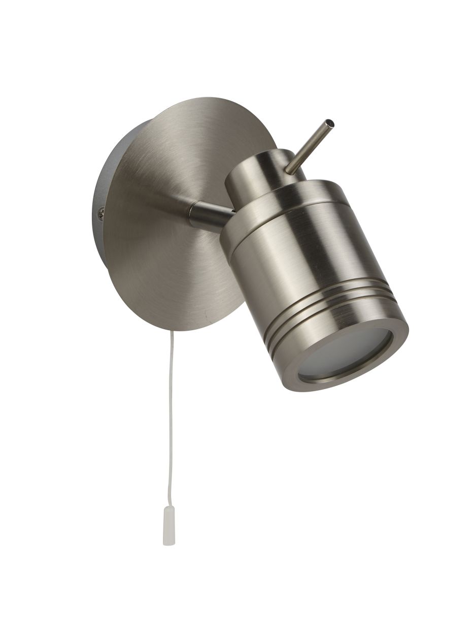 Searchlight Samson Spot Wandlamp Satin Zilver Metaal