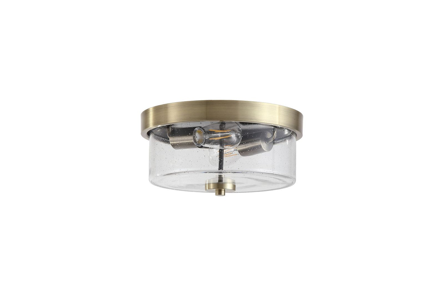 Searchlight Preston 2Lt Flush, Antique Messing with Seeded Glas