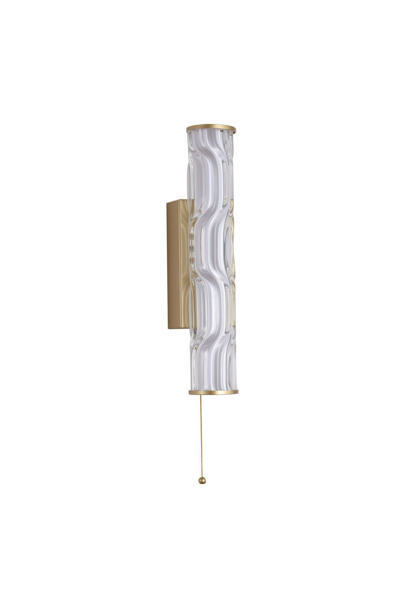 Searchlight Vibrate LED Wandlamp, Mat Goud with Glas