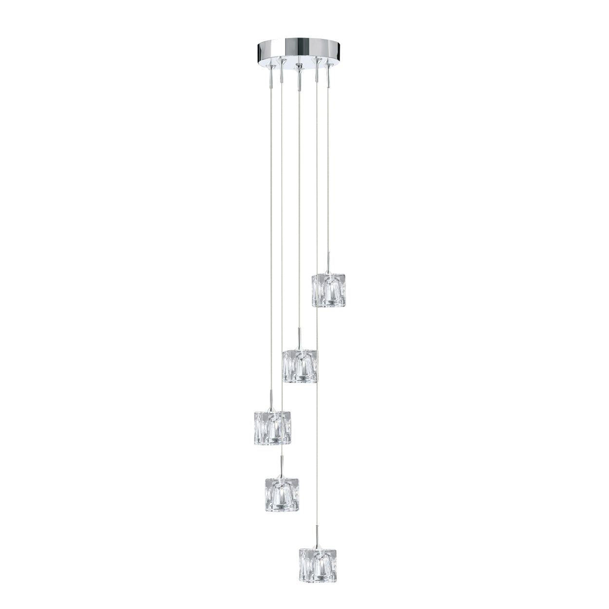 Searchlight Ice Cube 5Lt Multi Drop Hanglamp Chroom Metaal & Glas