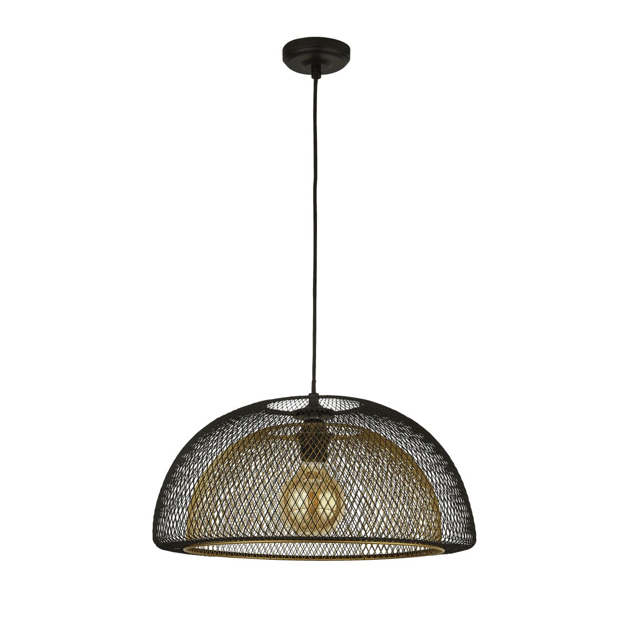 Searchlight Honeycomb Hanglamp Zwart Metaal & Goud Mesh