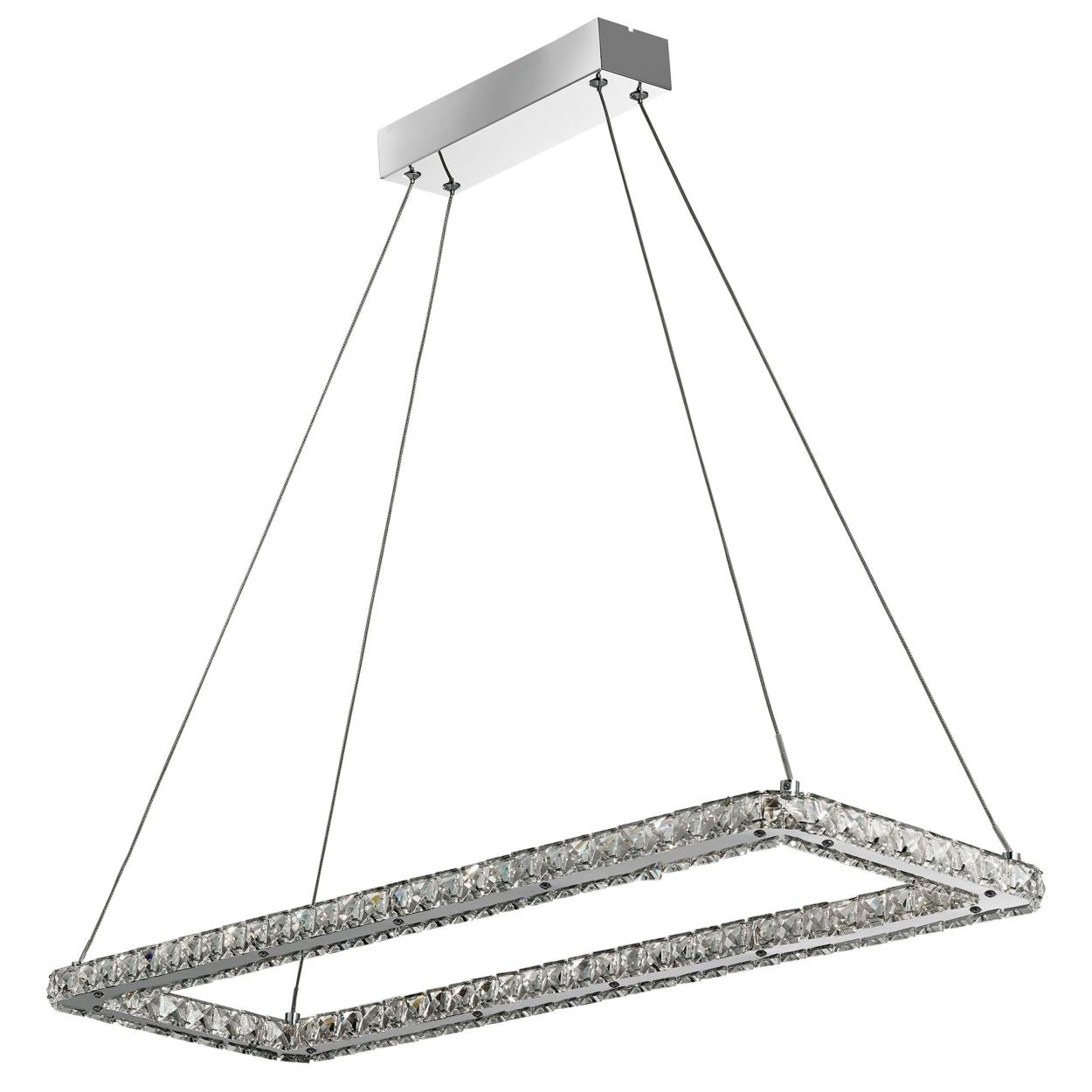 Searchlight Clover Rechthoekig Hanglamp Chroom & Helder Glas