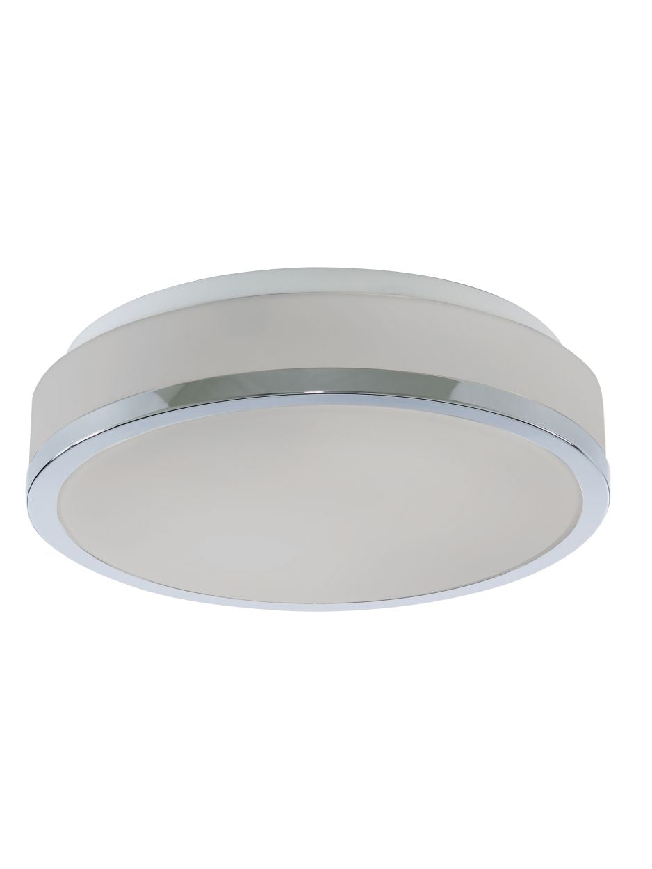Searchlight Cheese 2Lt Flush Chroom Metaal & Wit Glas