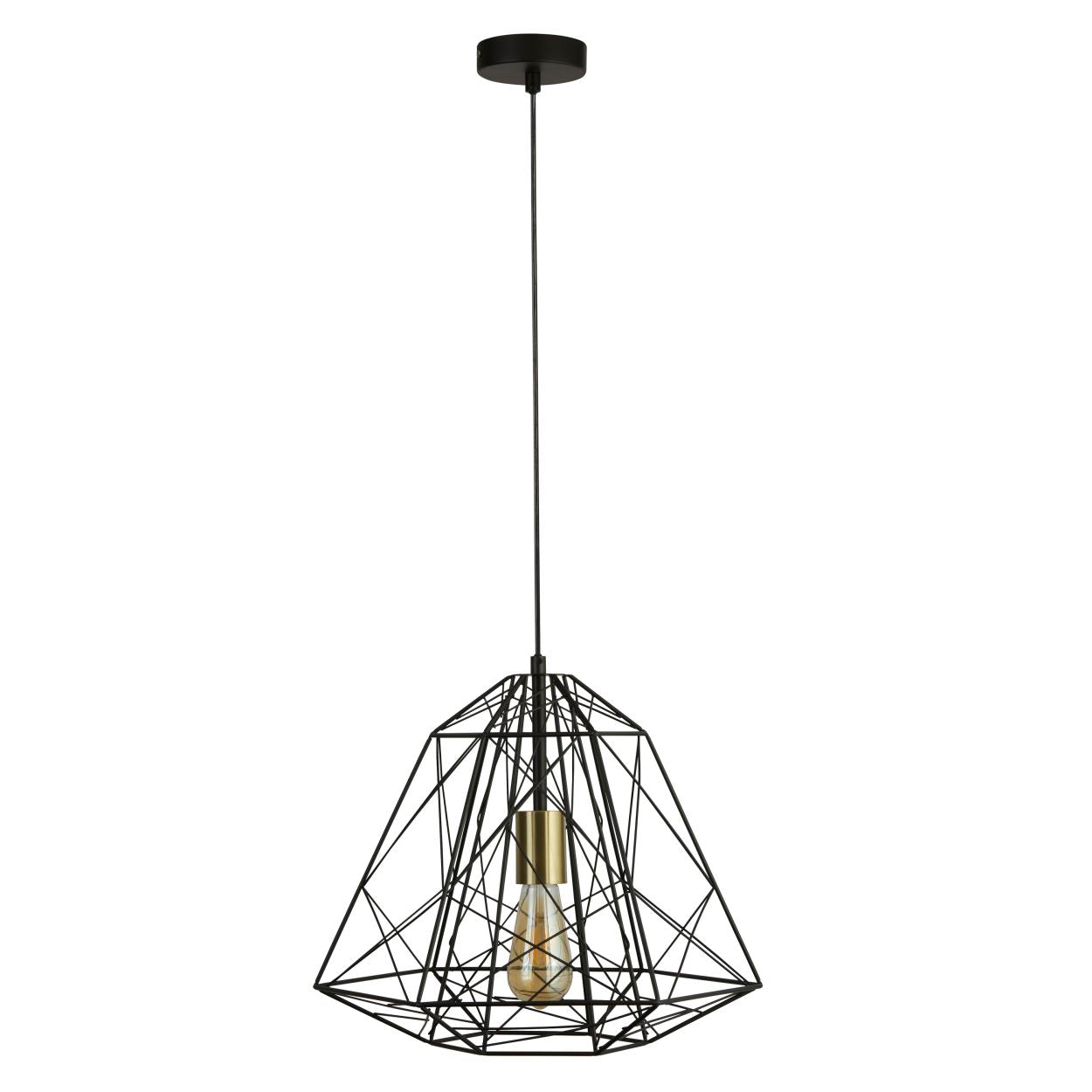 Searchlight Geometric Cage Hanglamp Mat Zwart Metaal