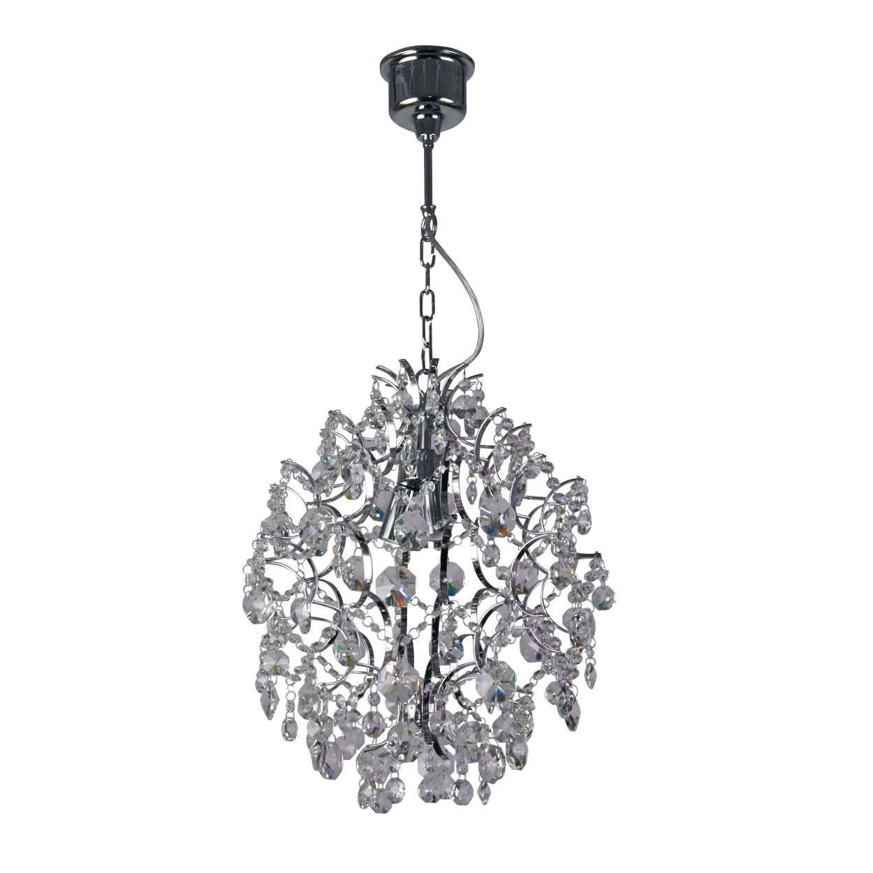 Searchlight Harrietta 3Lt Hanglamp Chroom Metaal & Helder Kristal