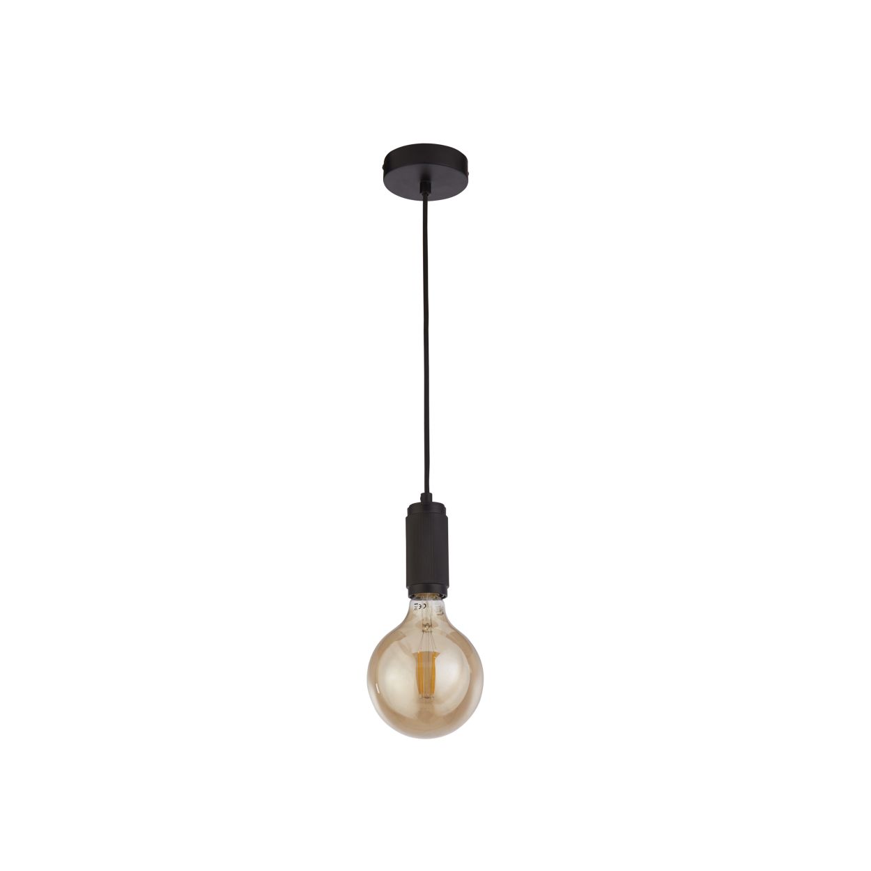 Searchlight Hanglamp Cable Knurled Zwart Metaal & Zwart Braided Cable