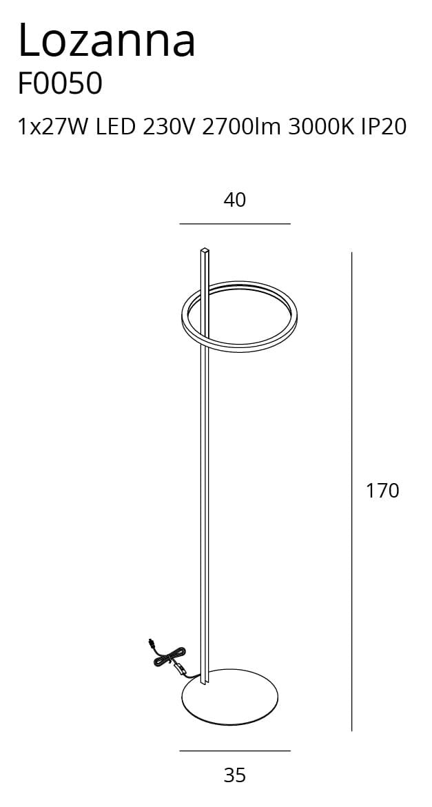 Maxlight F0050 Vloerlamp Lozanna 27W Goud