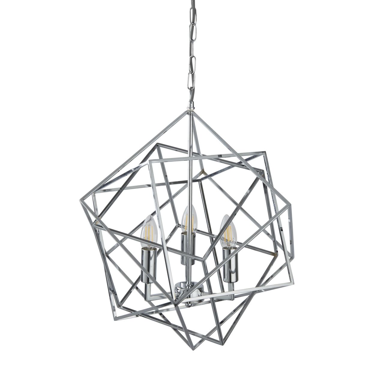 Searchlight Cube 3Lt Hanglamp Gepolijst Chroom Metaal