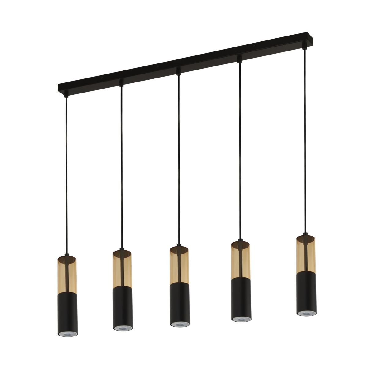Searchlight Merrygold 5Lt Bar Hanglamp Zwart Metaal & Amber Acryl
