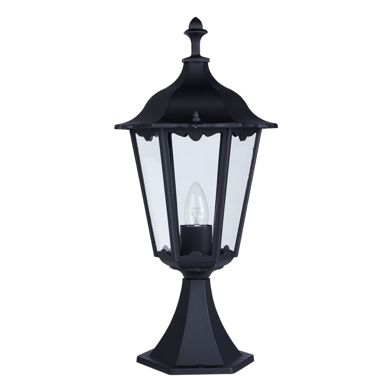 Searchlight Alex 55cm Buiten Post Silk Zwart Metaal & Glas , IP44