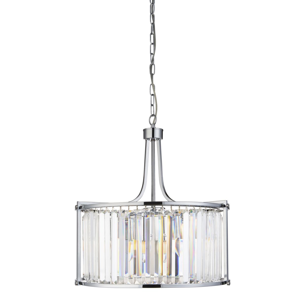 Searchlight Victoria 5Lt Drum Hanglamp Chroom Metaal & Helder Kristal