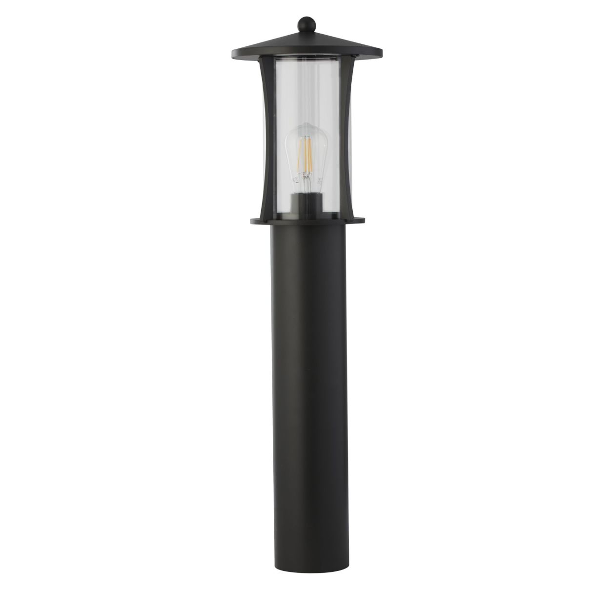 Searchlight Pagoda Buiten Post Zwart Metaal & Helder Glas