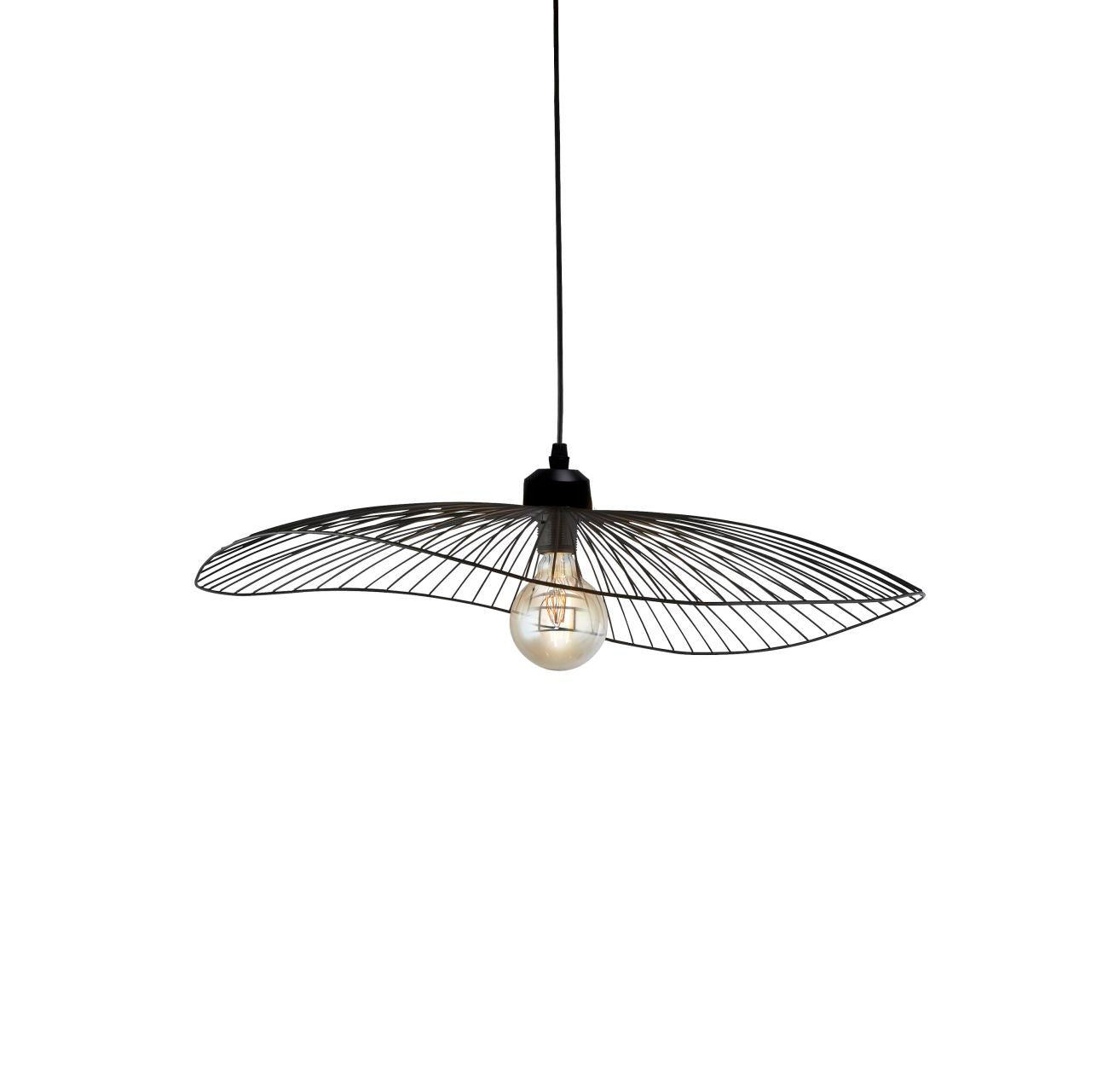 Searchlight Wave Hanglamp Convertible to Flush Zwart Metaal