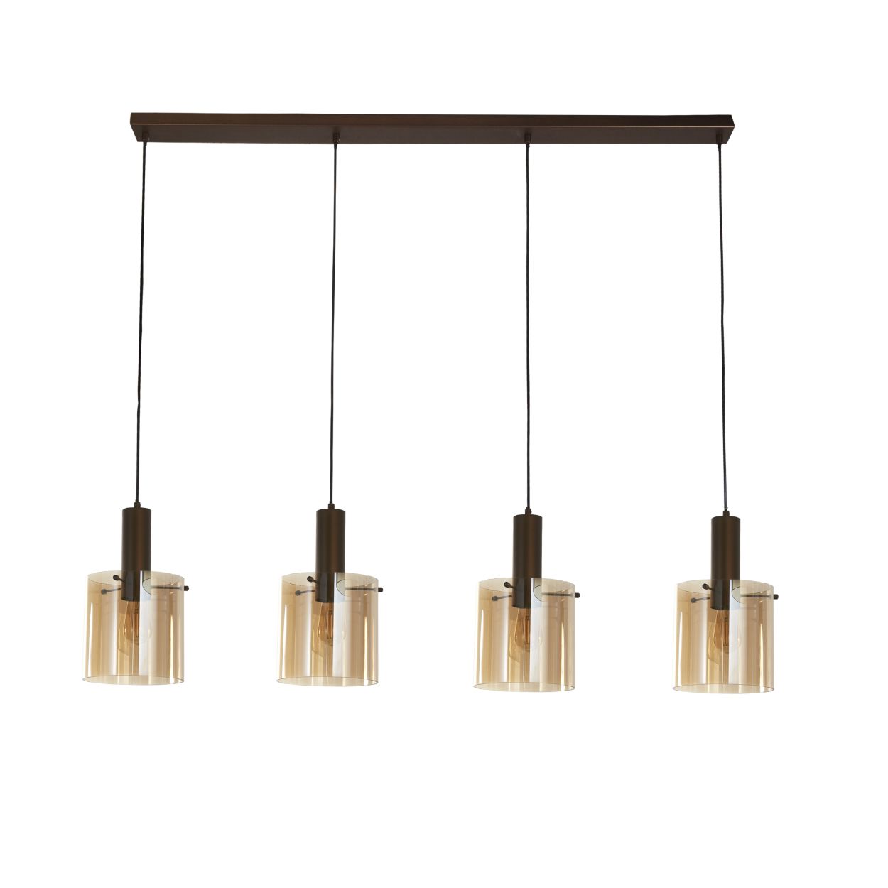 Searchlight Sweden 4Lt Bar Hanglamp Mocha Metaal & Amber Glas