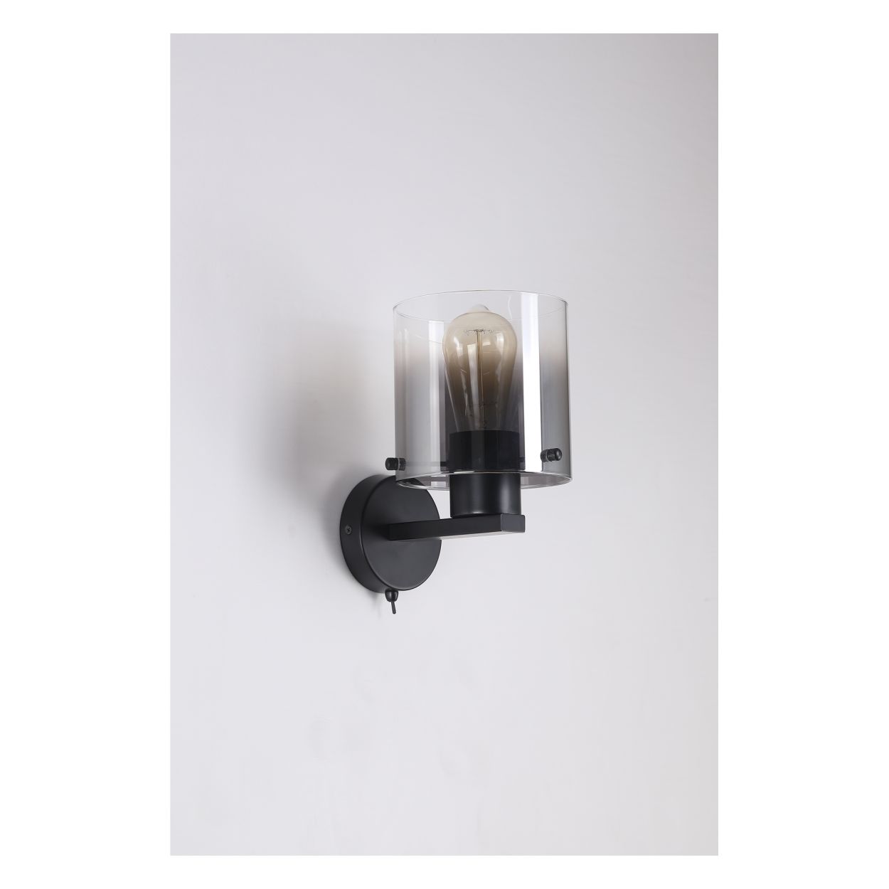 Searchlight Sweden 1Lt Wandlamp Mat Zwart & Smoked Glas