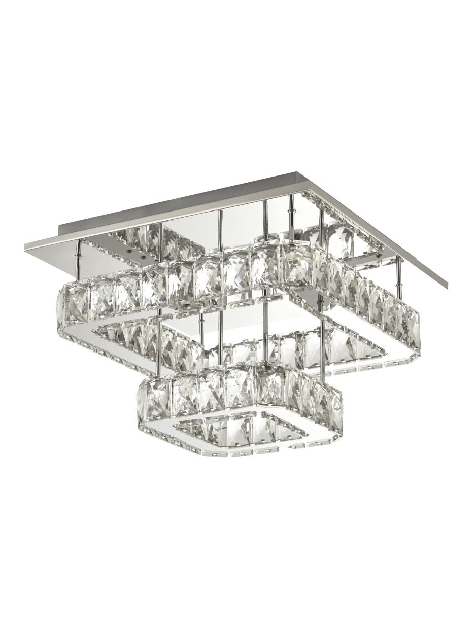 Searchlight Clover 2 Tier LED Flush Gepolijst Chroom & Kristal