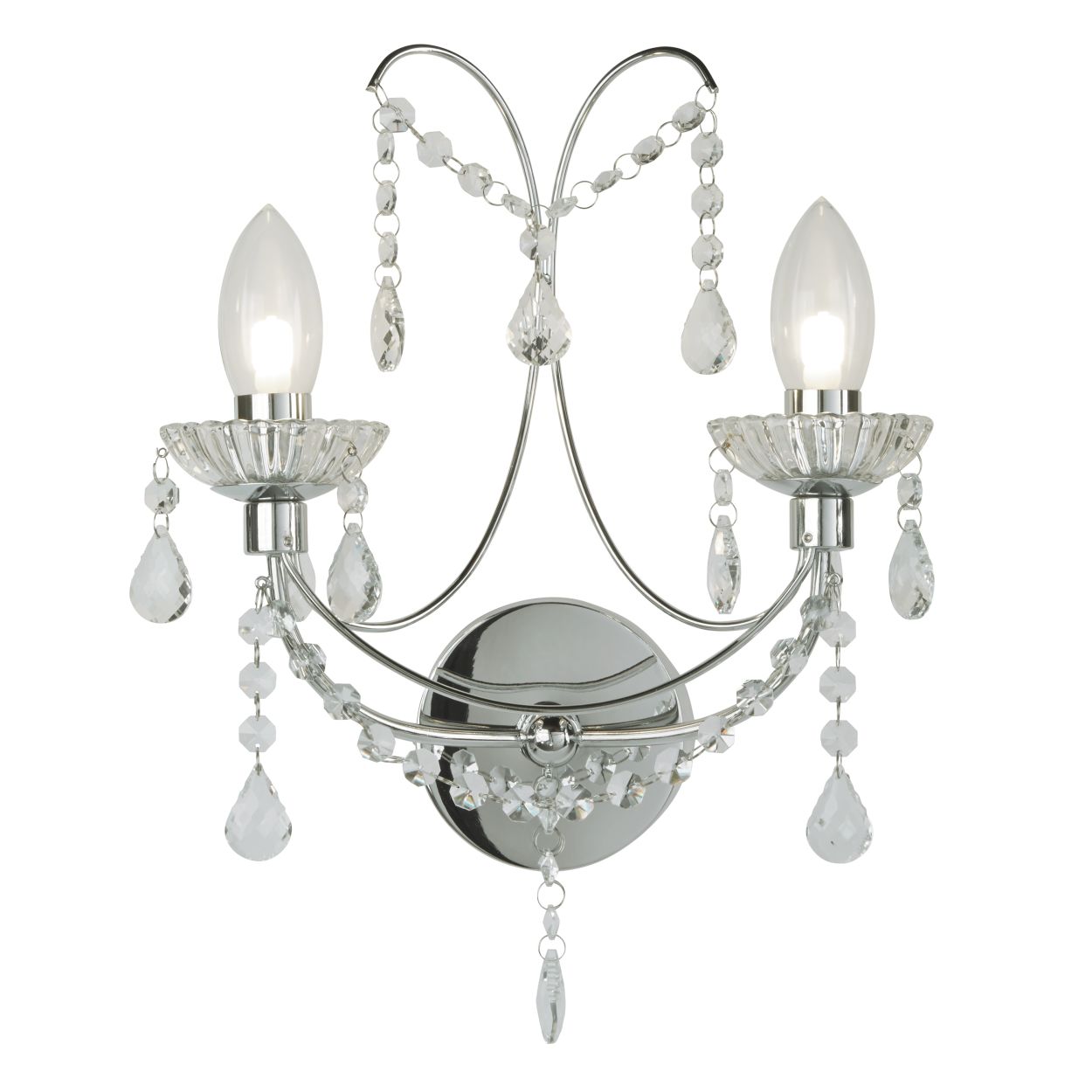 Searchlight Autumn 2LT Bathroom Wandlamp Chroom Metaal