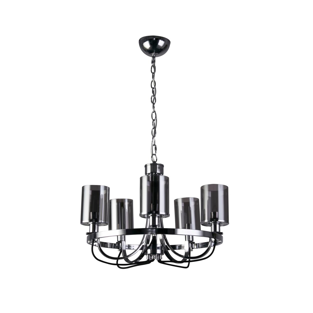Searchlight Catalina 5Lt Hanglamp Chroom Metaal & Smoked Glas