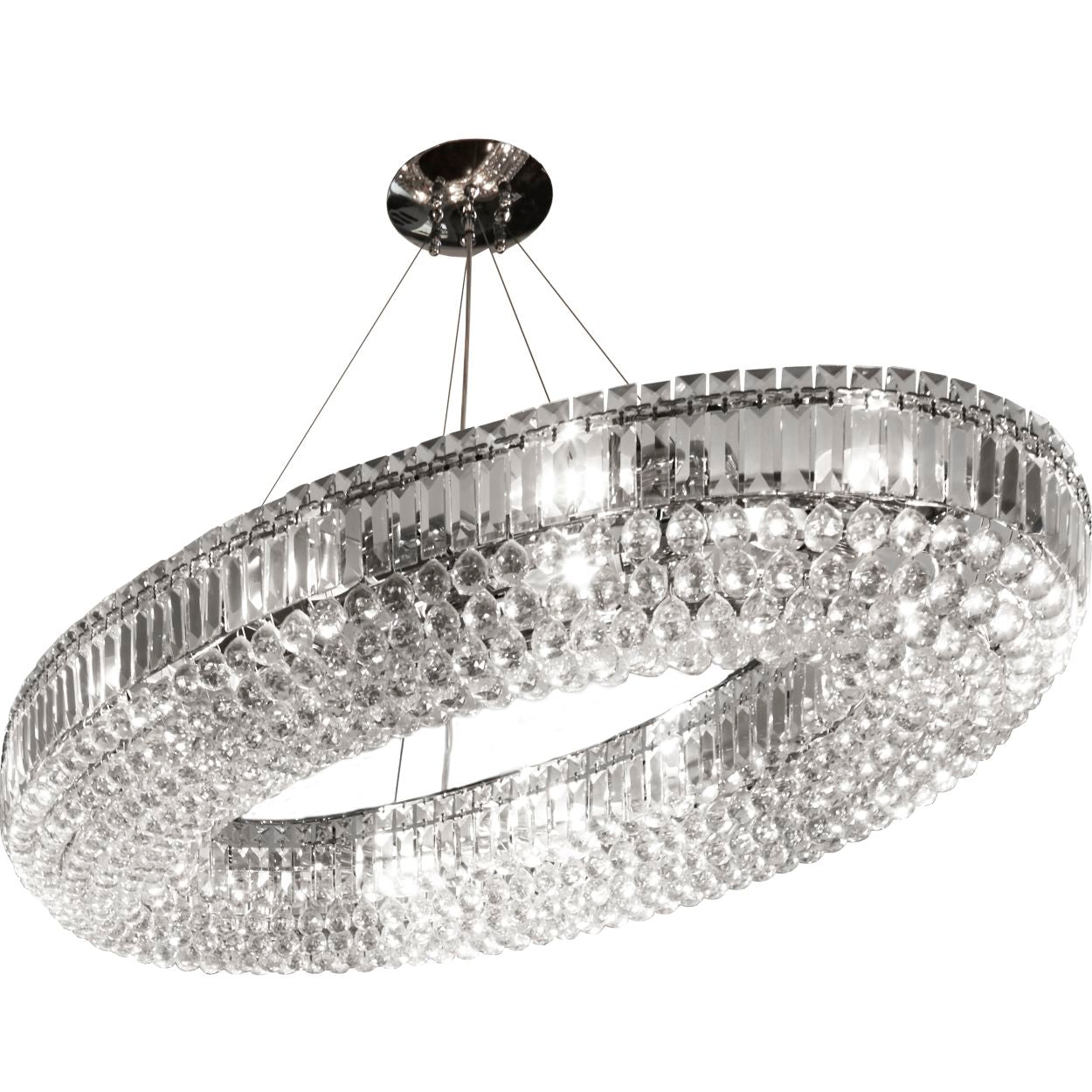 Searchlight Vesuvius 24Lt Hanglamp Chroom, Helder Coffin & Ball Drops