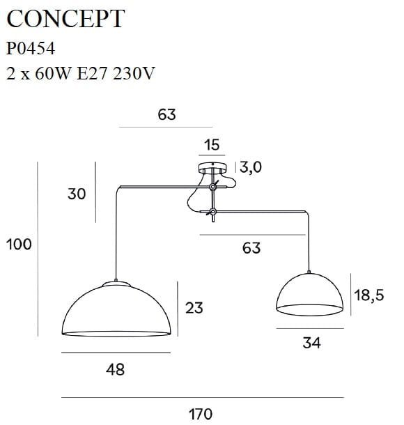 Maxlight P0454 Hanglamp Concept Goud