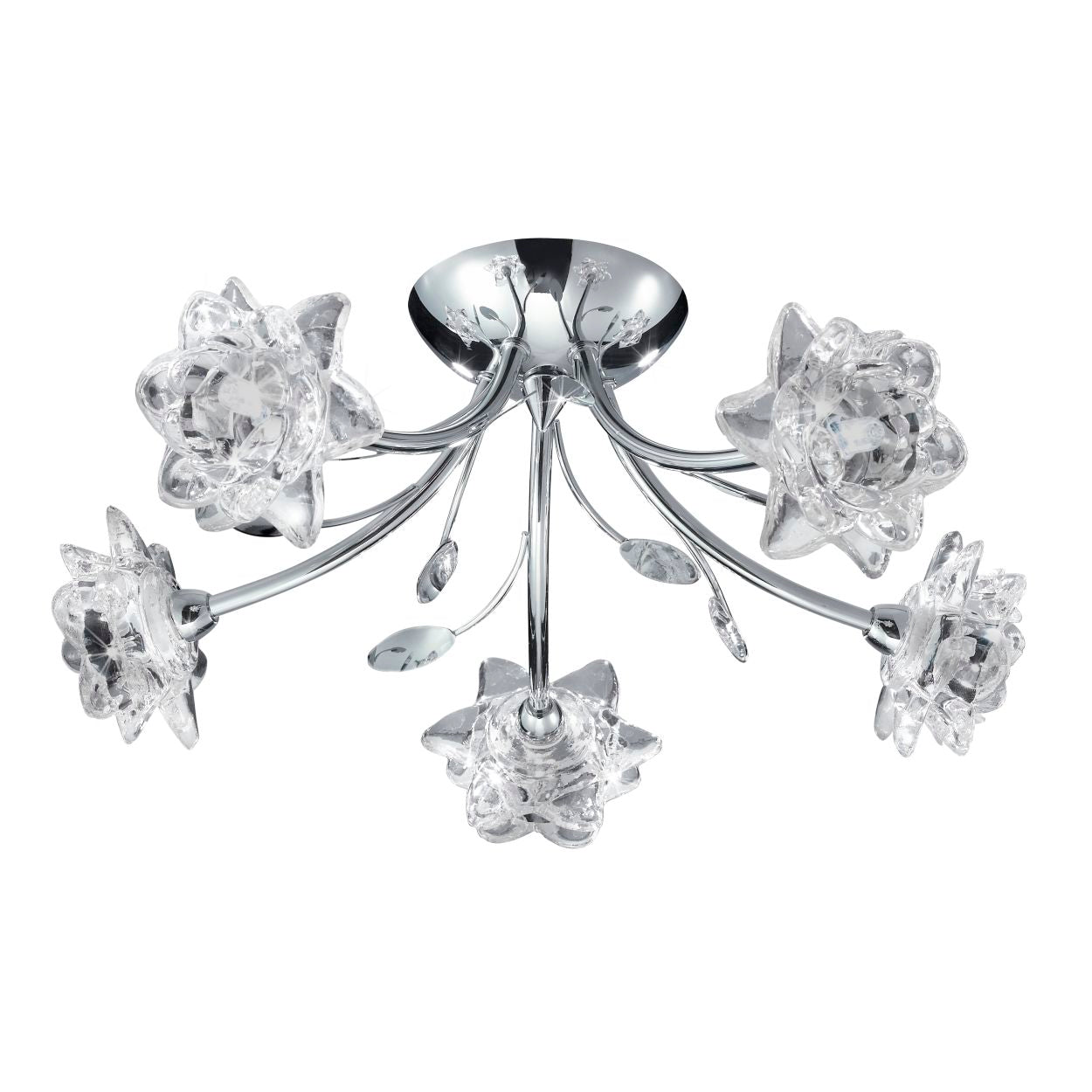 Searchlight Bellis 5Lt Semi Flush Chroom & Helder Glas