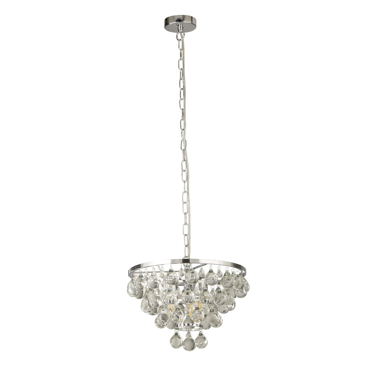 Searchlight Michelle 4Lt Hanglamp Chroom with Rain Drop Glas