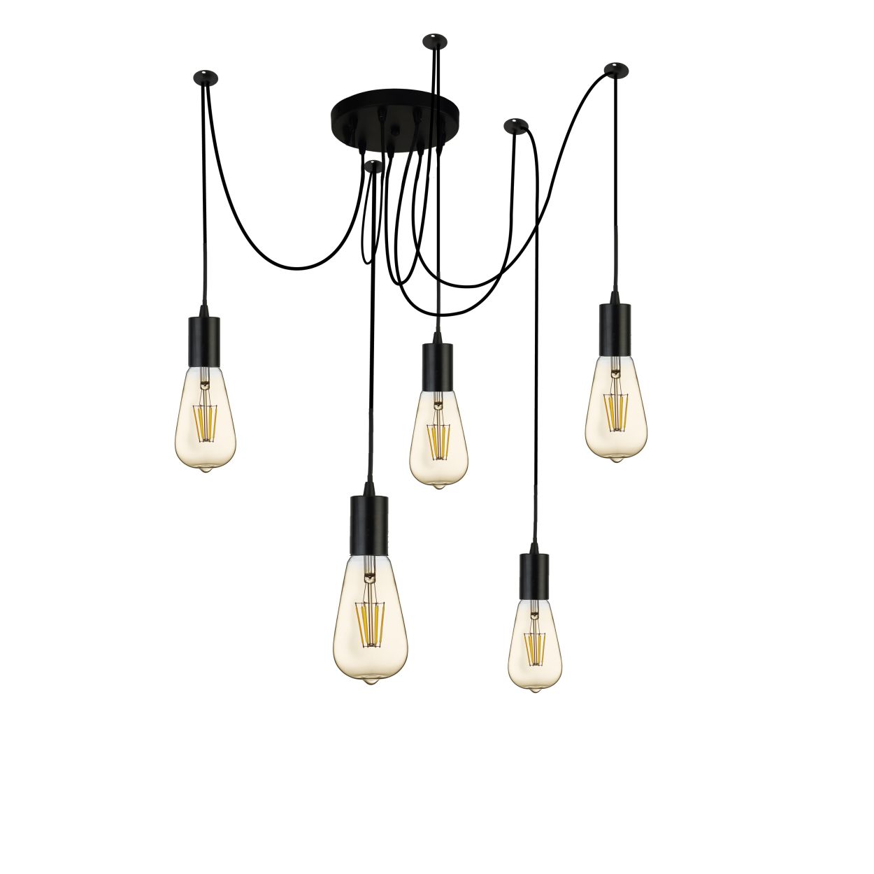 Searchlight Squiggle 5Lt Hanglamp Zwart Metaal & Cables