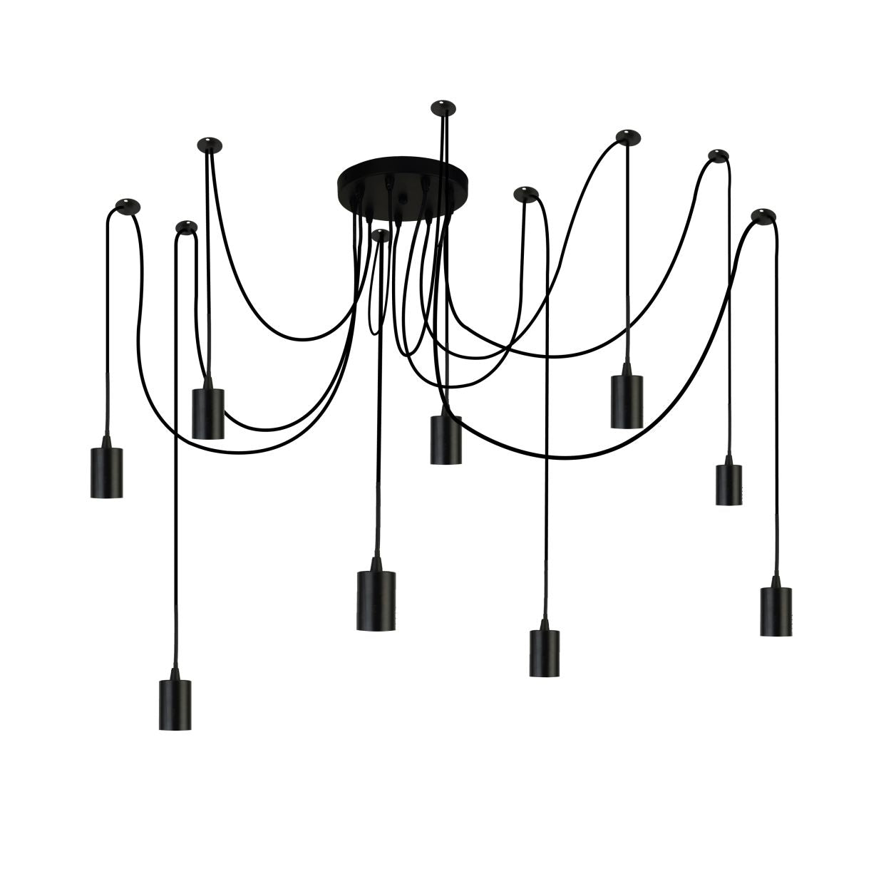 Searchlight Squiggle 9Lt Hanglamp Zwart Metaal & Cables