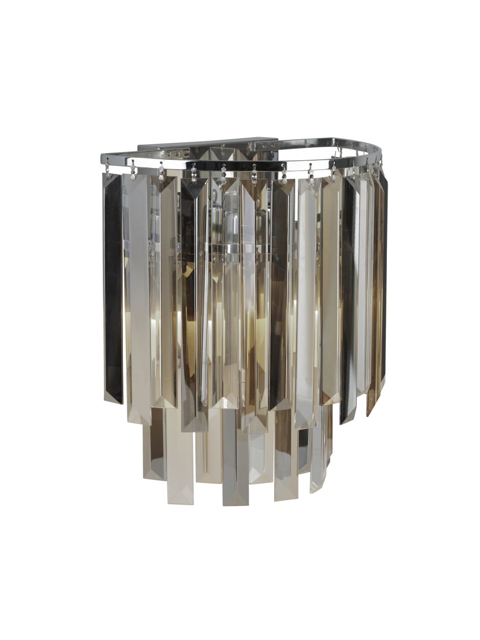 Searchlight Clarissa 2Lt Wandlamp Chroom & Mixed Glas