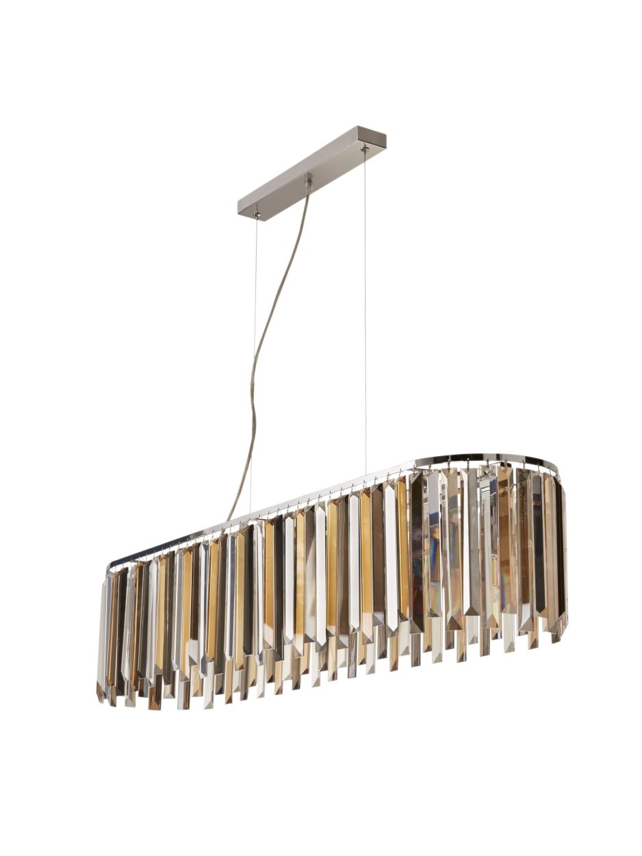 Searchlight Clarissa 8Lt Hanglamp Chroom Metaal & Mixed Glas