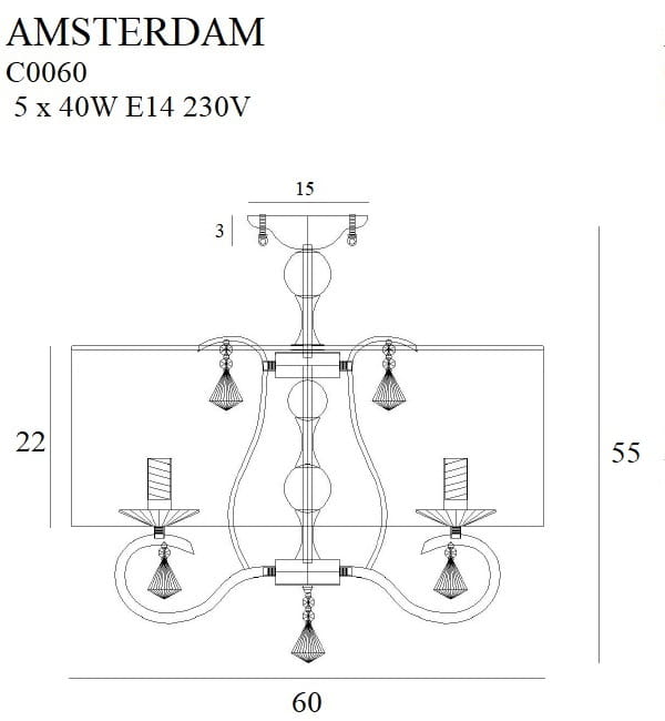 Maxlight C0060 Plafondlamp Amsterdam 60 Cm