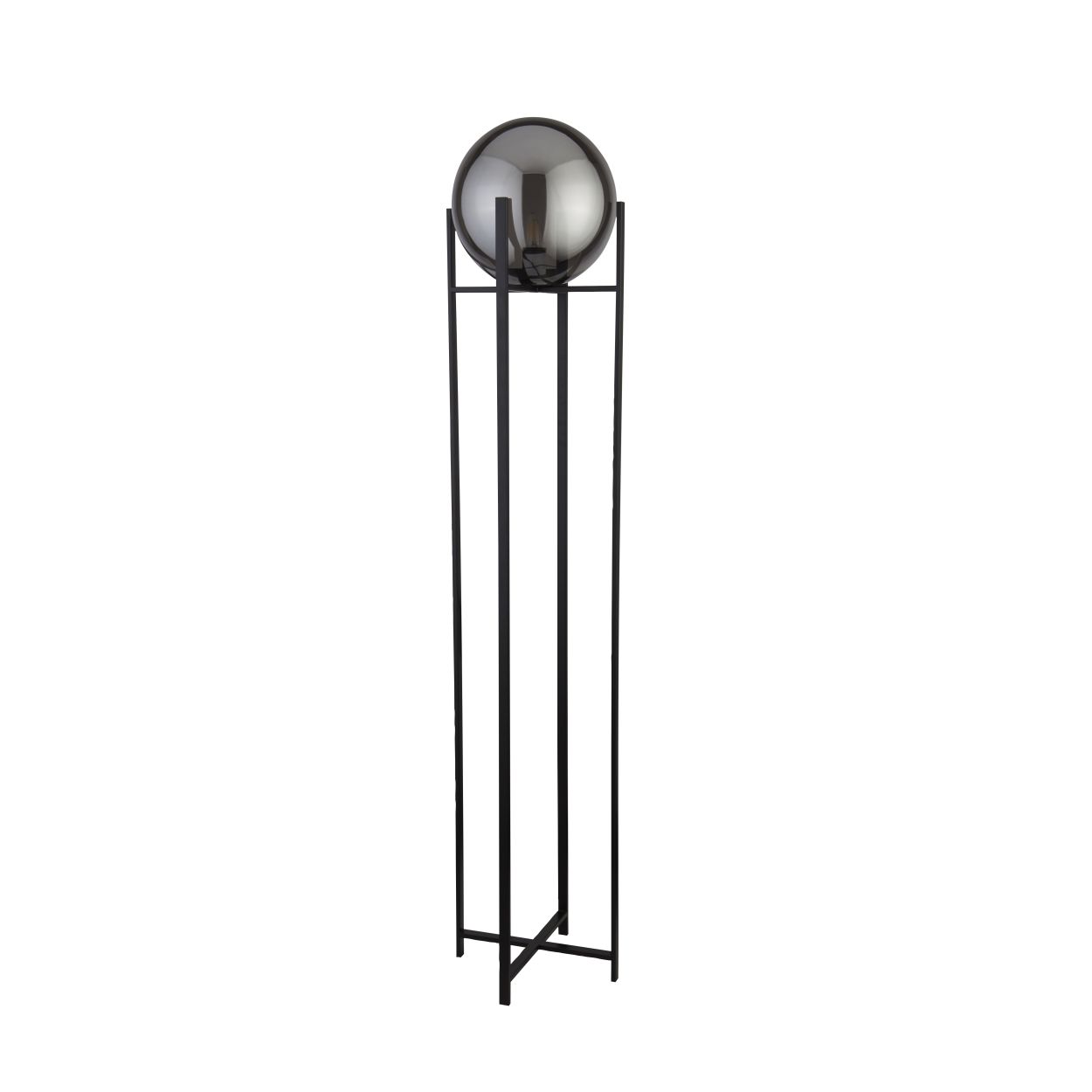 Searchlight Amsterdam Vloerlamp Zwart Metaal & Smoked Glas