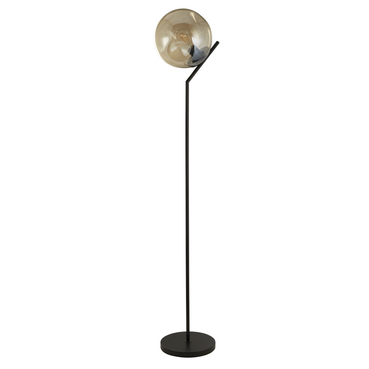 Searchlight Punch Vloerlamp Zwart Metaal & Champagne Punched Glas