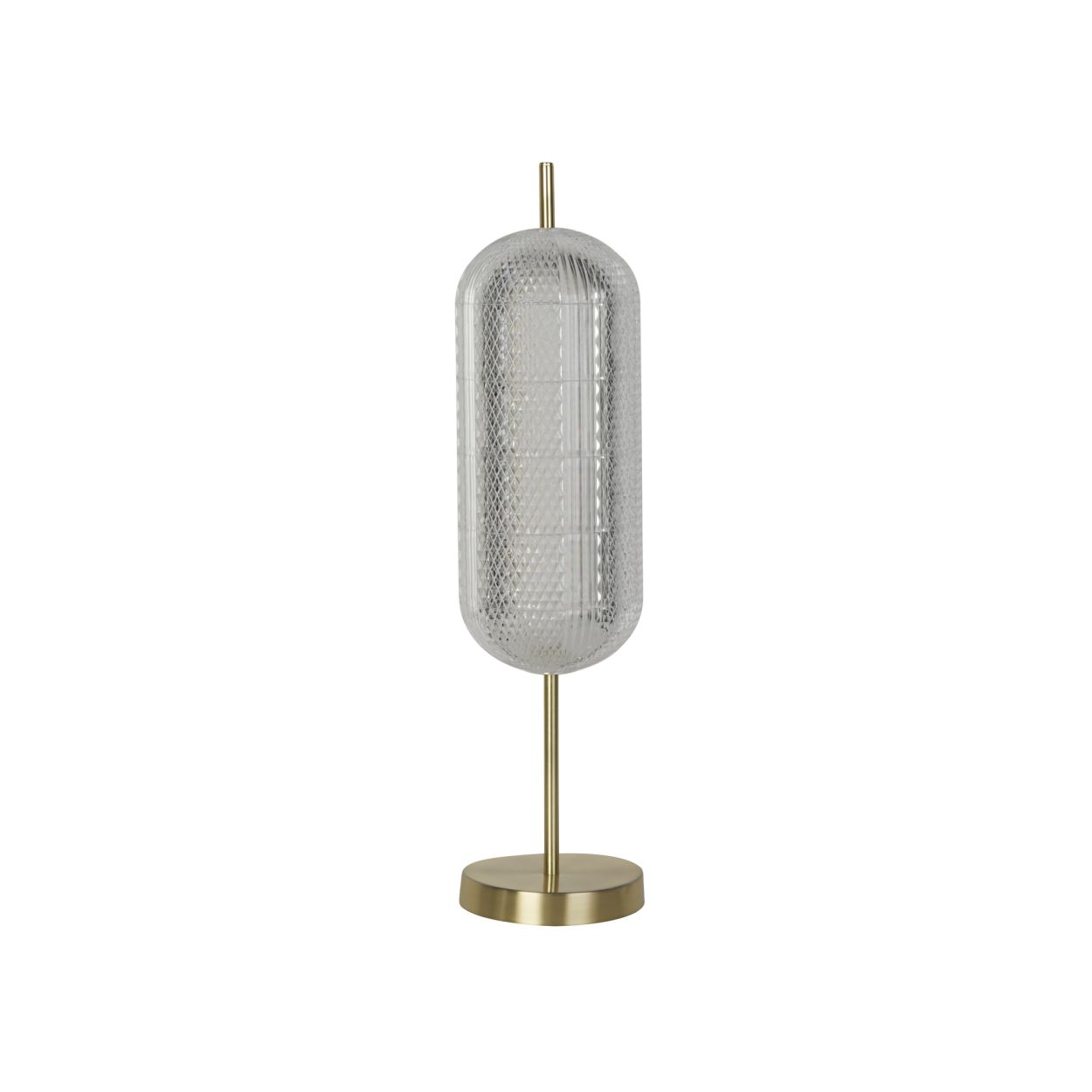 Searchlight Capsule LED Tafellamp, Satin Messing Metaal and Acryl Lampenkap