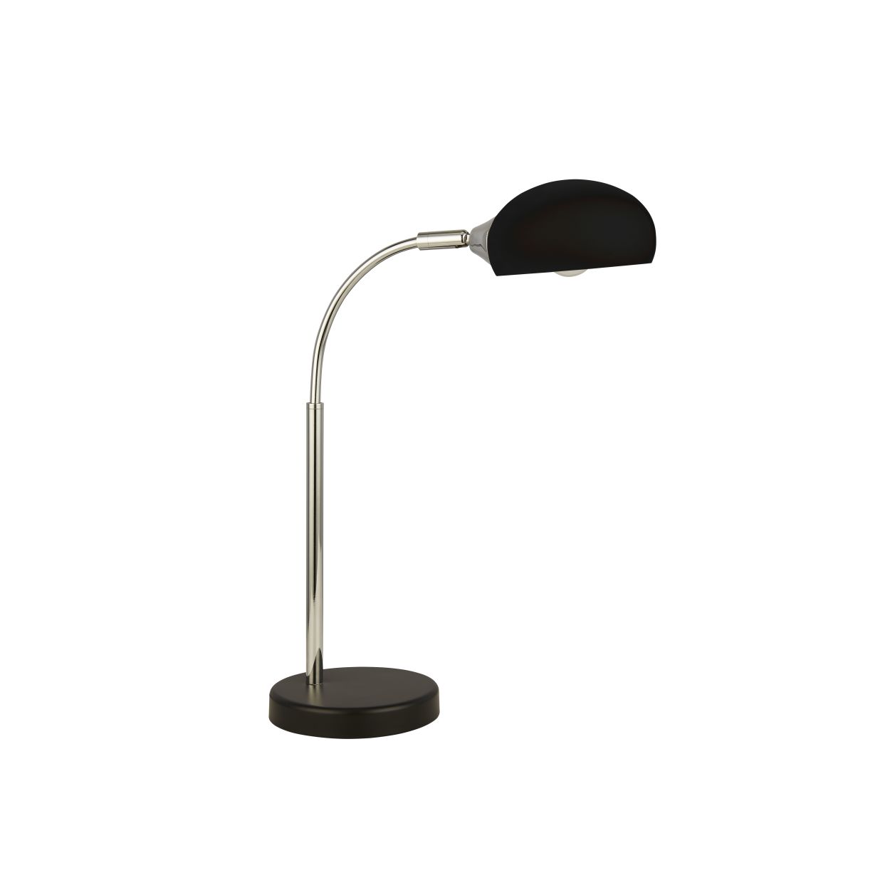 Searchlight Astro Tafellamp Zwart & Chroom Metaal & Wit Glas Lampenkap