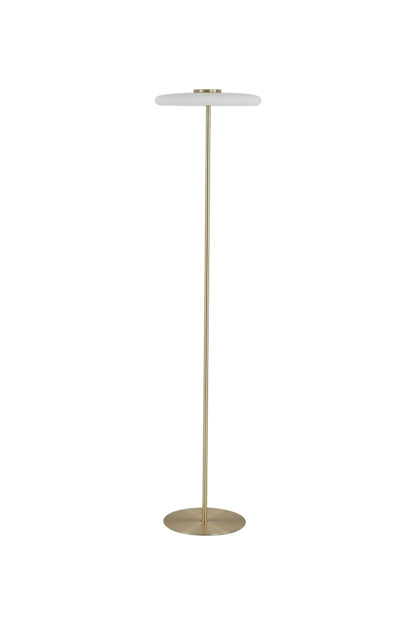 Searchlight Record 1Lt Vloerlamp, Goud Metaal with Wit Glas