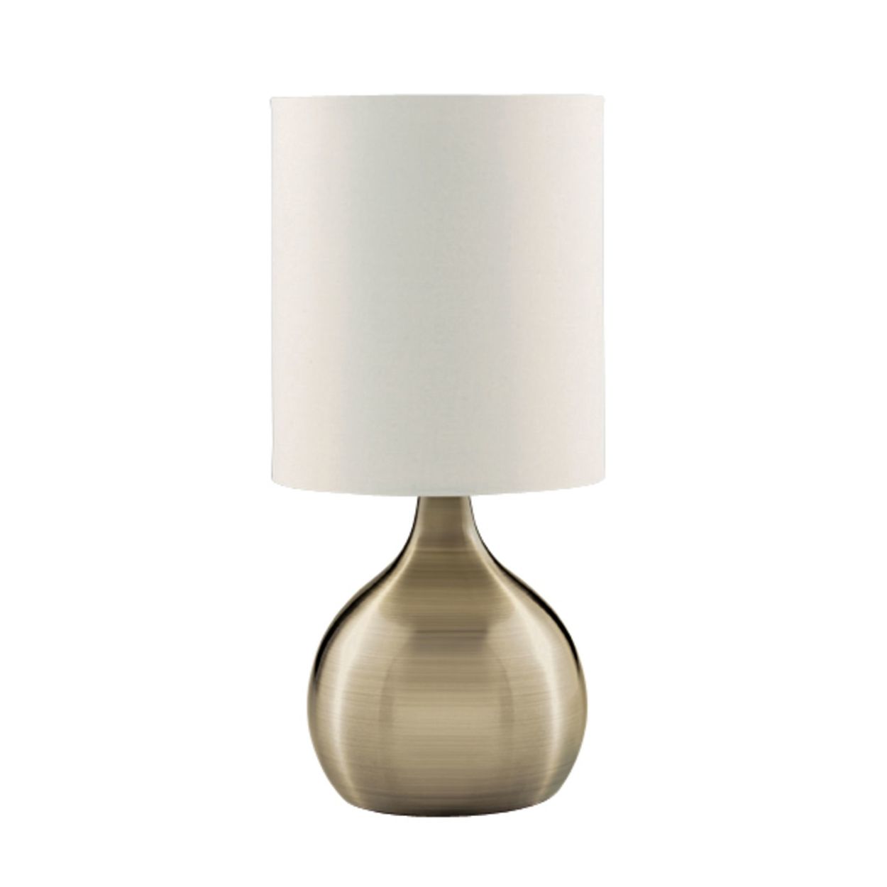 Searchlight Touch Tafellamp Antique Messing Metaal & Ivoor Stof Lampenkap