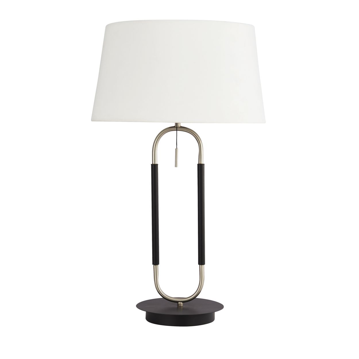 Searchlight Jazz Tafellamp Zwart, Satin Zilver Metaal & Wit Velours